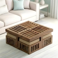 Blane Sheesham Wood 4 Seater Coffee Table Set In Teak Finish