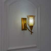 ELTHAM Amber Glass and Brass Metal Wall Light