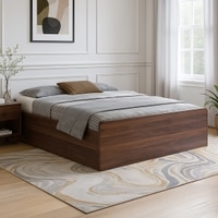 Mavora Double Bed With Storage In Columbian Walnut Finish