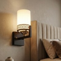 Eliante Modern Wall Lights Mild Steel, Glass & Glass Material Brown,Gold & White Finish