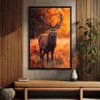 The Castle Decor Abstract Deer Wall Painting Framed Artwork 20x30 Inch Style 1