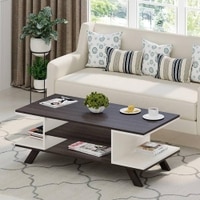 Anatdol Rectangular Engineered Wood Coffee Table In Wenge And White Finish