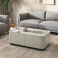 Dorian Engineered Wood Coffee Table With Ceramic Top in Taupe High Gloss Finish