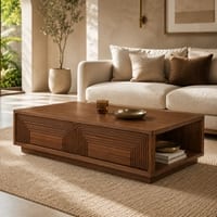 Weston Sheesham Wood Twin Arch Coffee Table in Walnut Finish