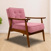 Armari Boucle Fabric Arm Chair in Pink Colour