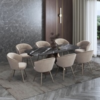 Aeris Ceramic 6 to 8 Seater Extendable Dining Table With Set of 3  Calix Dining Chair