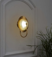 Bexlay Single Light Led Wall Fitting In Brass  Finish Metal With Amber Glass