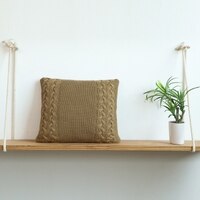 Archer Latte Cotton Cushion Cover 16X16  Inches