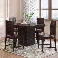 Julian Solid Wood 4 Seater Dining Set (Finish- Mahogany)