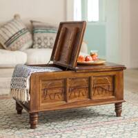 Sierra Hathi Solid Sheesham Wood Storage Coffee Table Natural