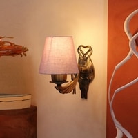 Devansh Metal Electric Wall Light in Antique Gold Colour with Grey Shade Count of 1 Light