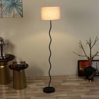 West Grey Jute Floor Lamp with Solid Wood