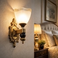 Eliante Modern Wall Lights Mild Steel & Glass Material Antique & Gold, White Finish