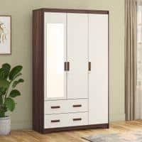 Miller 3 Door 2 Drawers Wardrobe With Mirror and Lock in Two Tone Finish