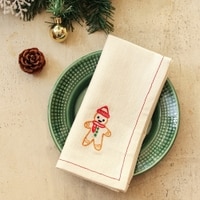 Gingerbread Man Set Of 2 Napkins With Off White Colour