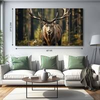 The Castle Decor Majestic Deer 5 Panel Wall Art Wooden Framed 27x48 Inch