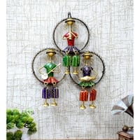 Desert Art Metal Handpainted Three Ring Musician Wall Hanging in Multicolour