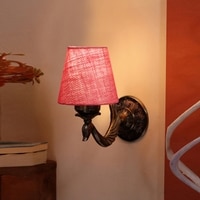 Devansh Metal Electric Wall Light in Antique Gold Colour with Pink Shade Count of 1 Light