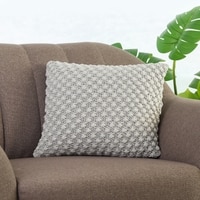 Popcorn Knit Grey Melange Pink Cushion Cover 16X16  Inches
