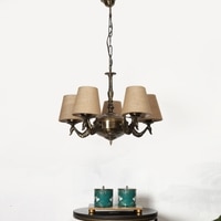 Devansh Dual Gold  Antique Wall Mounted Lamp With Off-White Cotton Shade