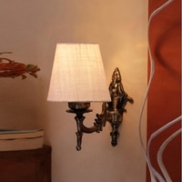 Devansh Metal Electric Wall Light in Antique Gold Colour with White Shade Count of 1 Light