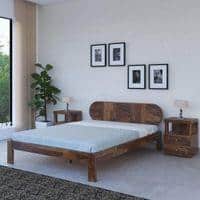 Woodwhiz Solid Wood Queen Size Non Storage Bed In Provincial Teak Finish