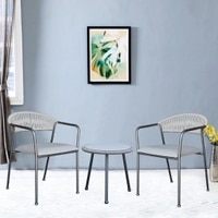 Costa Outdoor Table Set with 1 Table and 2 Chairs in Gun Metal Grey