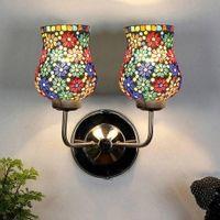Brody Dual Multicolor Mosaic Glass Wall Mounted Lamp with Steel Base