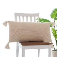 Moss Knit Cotton Pillow Cover  Natural 14X27  Inches