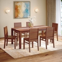 Atlas Crest Storage Solid Wood 6 Seater Dining Table With Set of 3  Atlas Wooden Seat Dining Chair