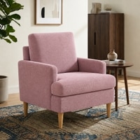 Oliver Boucle Fabric Lounge Chair in Pink Colour