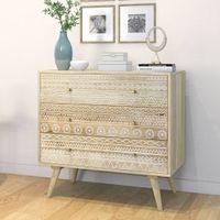 Ivara Solid Wood Chest of 3 Drawers in Natural Finish