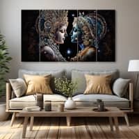 The Castle Decor Radha Krishna Wall Painting Wooden Framed 27x48 Inch (Style 12)