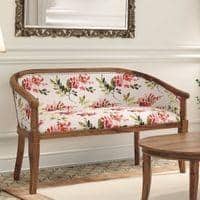 Florence Loveseat 2 Seater In Teak Finish With Caramine Cassia Fabric Colour