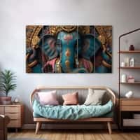 The Castle Decor Lord Ganesha Wall Painting Wooden Framed 27x48 Inch (Style 24)