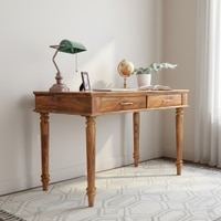 Nairobi Sheesham Wood Study Computer Table In Natural Teak Finish