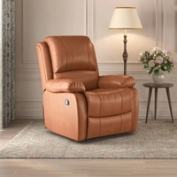Lebowski Leatherette One Seater Manual Recliner in Tan Leatherette Colour