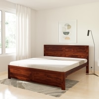 Finn Solid Wood King Size Non Storage Bed In Honey Oak Finish