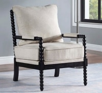 Luxe Linen Fabric Lounge Chair- Off White