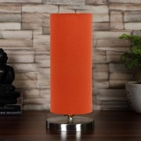Orange cotton table lamp with Steel Base -4