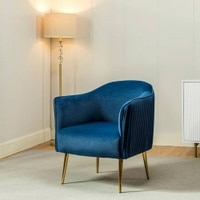 Celeo Velvet Accent Chair in Navy Blue Colour