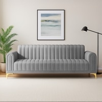 Josbert Velvet 3 Seater Sofa In Grey Colour