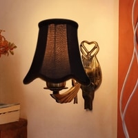 Devansh Gold Antique Wall Mounted Lamp With Black  Cotton Shade