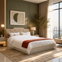 Prajna Engineered Wood Queen  Size Bed With Hydraulic Storage (Melamine Finish, White Colour)
