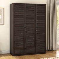 Bennis Engineered Wood 3 Door Wardrobe Without Mirror in Dark Walnut Finish