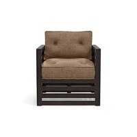 Raymond 1 Seater Wooden Sofa in American Walnut Finish & Safari Brown Colour