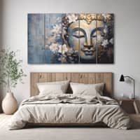 The Castle Decor Lord Buddha Wall Painting Wooden Framed Digital Painting 27x48 Inch (Style 3)