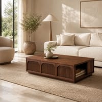Alderley Sheesham Wood Arched Fluted Coffee Table in Walnut Finish