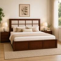 Eshaan Solid Wood Comfort King Bed Hydraulic Storage Provincial Teak Finish Mattress 72 x 78 Inches