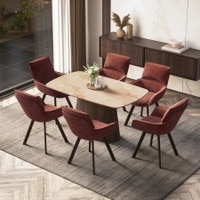 Nola Compact 6 Seater Dining Table With Set of 3  Bren Dining Chair